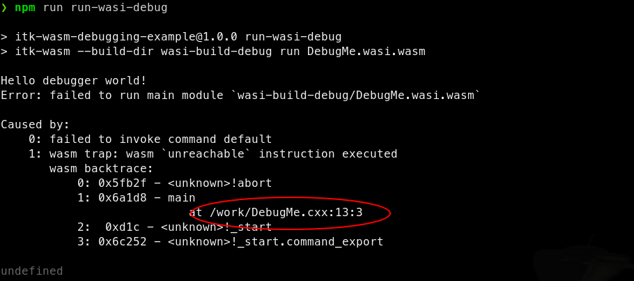 Run WASI debug